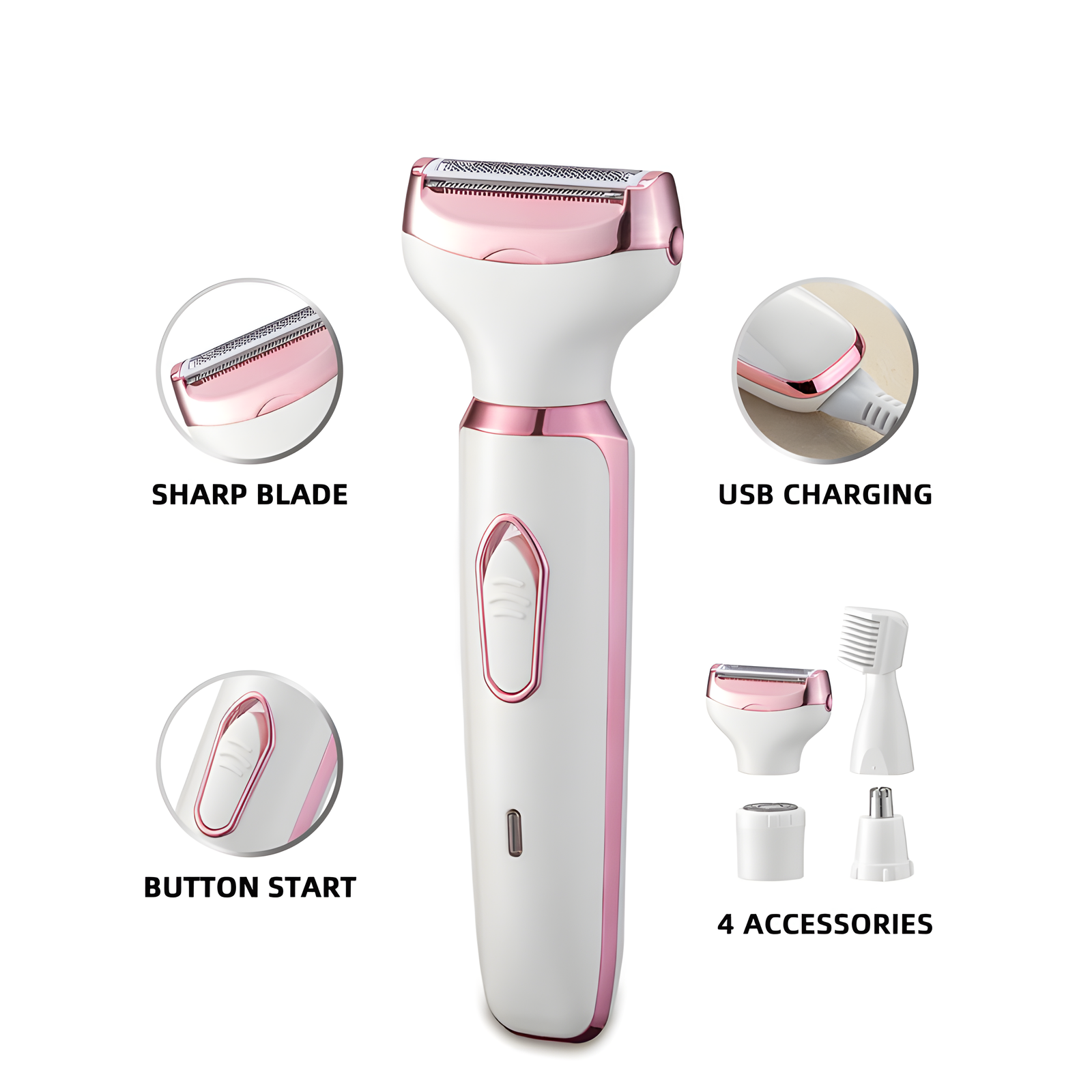 4-in-1 Rechargeable Women's Body Shaver & Trimmer